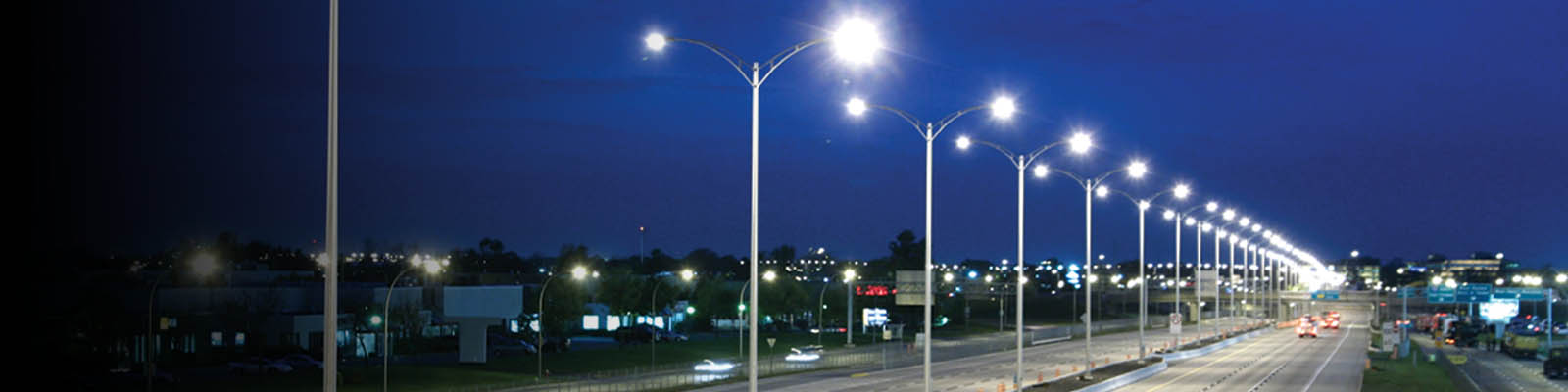 Roadway with street lighting