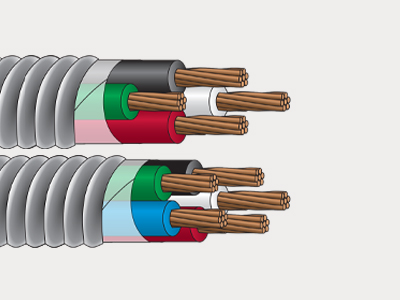 Aluminum or Galvanized Steel Interlocked Armor (AIA) Feeder MC (Metal-Clad) Cable