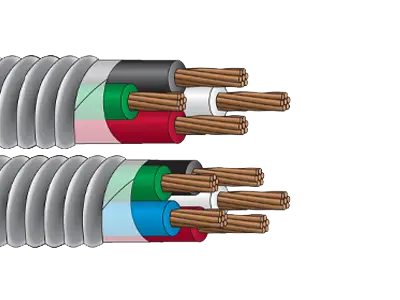 Aluminum or Galvanized Steel Interlocked Armor (AIA) Feeder MC (Metal-Clad) Cable