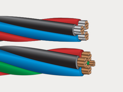 ServicePLEX prefab, twisted single conductor building wire in industry standard colours