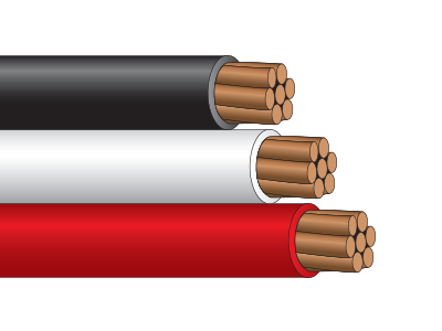 Red, White, and Black Single Conductors