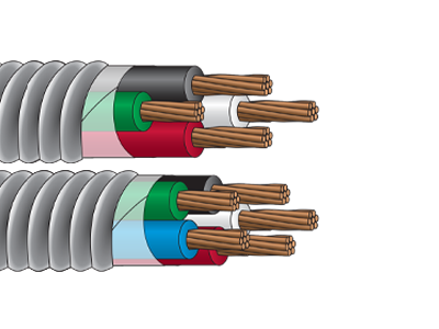 Aluminum or Galvanized Steel Interlocked Armor (AIA) Feeder MC (Metal-Clad) Cable